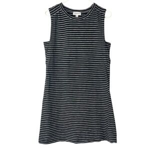 Evereve Black White Striped Shift Dress S Pullover Crew Neck Sleeveless Cotton